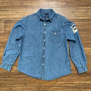 Boys Size XL/XG 14-16 Faded Glory Button Down Denim Look Long Sleeve Shirt